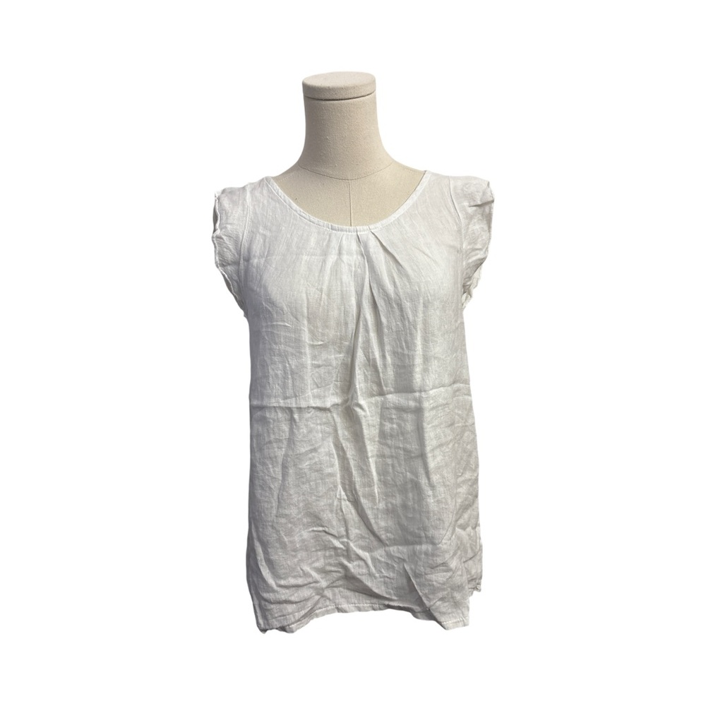 Women's White Sleeveless 100% Linen Top